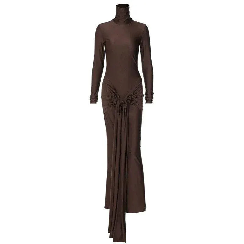 Desire Style Lace Up Turtleneck Dress Chic Autumn Fashion