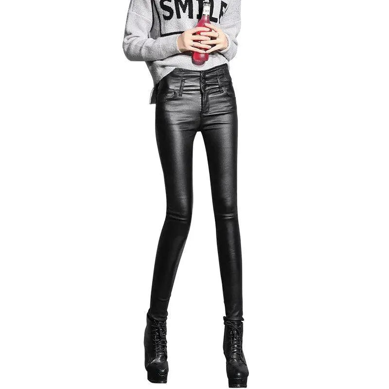 Velvet High Waist Leather Pants Luxe Winter Statement