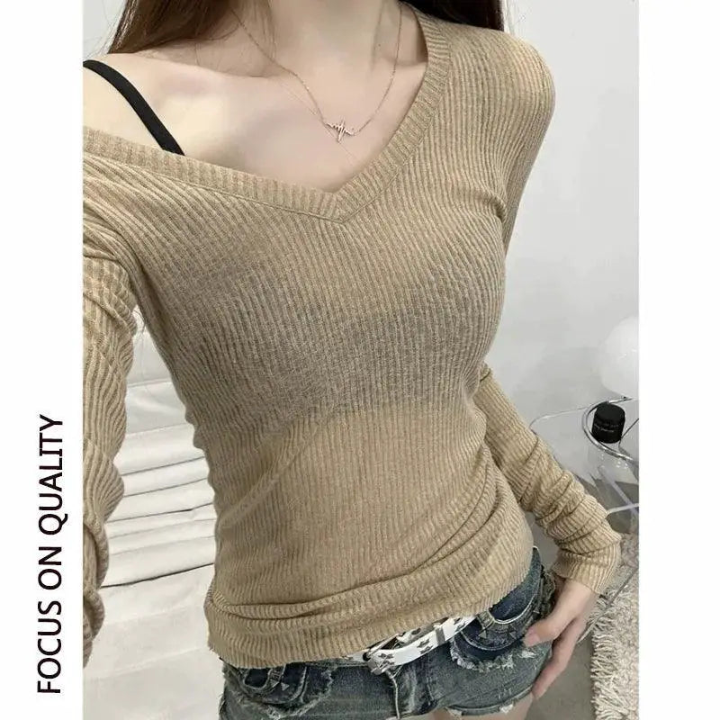 Chic V Neck Sun Protection Top For Korean Fashion Style