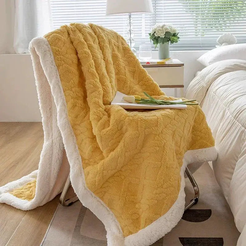 Sofa Blanket Winter Thick Coral Fleece Nap Blanket Cozy