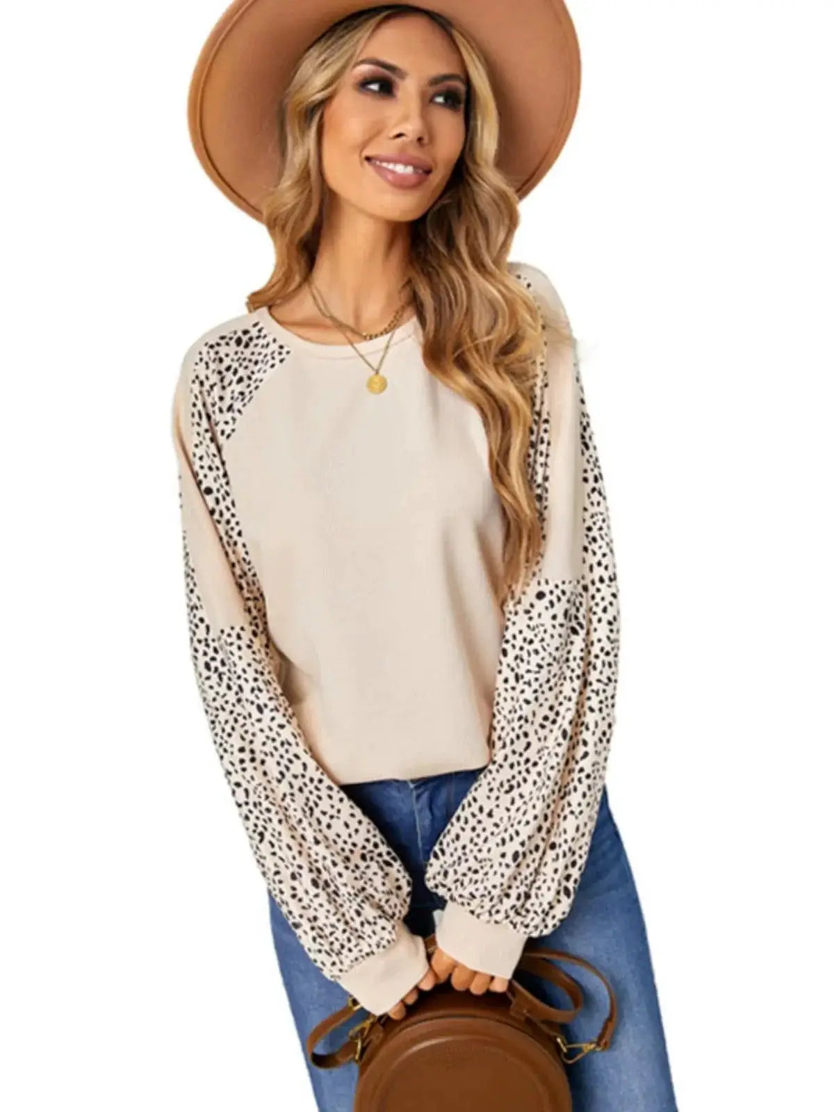 Autumn Winter Leopard Splicing T Shirt European American