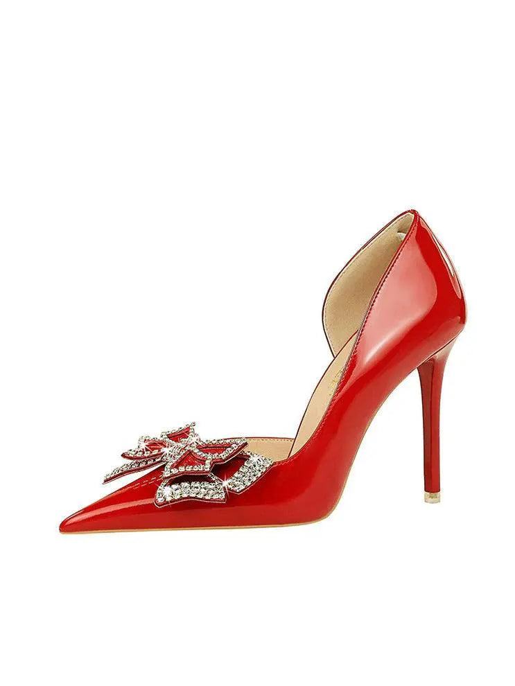 Butterfly Banquet Rhinestone Shoes Autumn 2023 Style