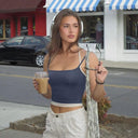 Retro Color Contrast Halterneck Vest for Chic Women Fashion