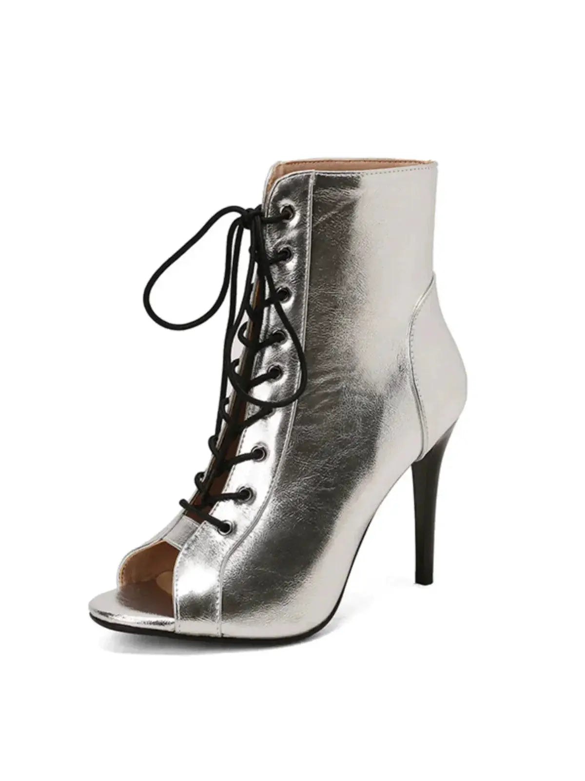 Summer Silver Stiletto Sandal Boots Peep Toe Women