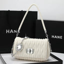 Glam Rhinestone Leather Crossbody Bag Elegant Underarm Carry