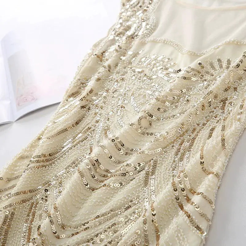 Elegant Sequins Mesh Dress Retro Style For Fashionistas