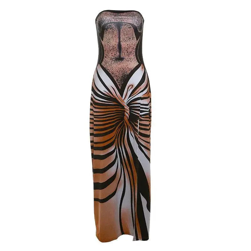 KKX Tube Top Dress Street Style With High Slit Trend