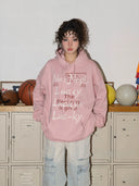 American Style Retro Alphabet Padded Fleece Hooded Sweater