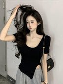 2023 Korean Fashion Clavicle Top Trendy Summer Shirt