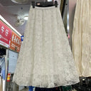 Elegant Lace Sequin Midi Skirt for Women