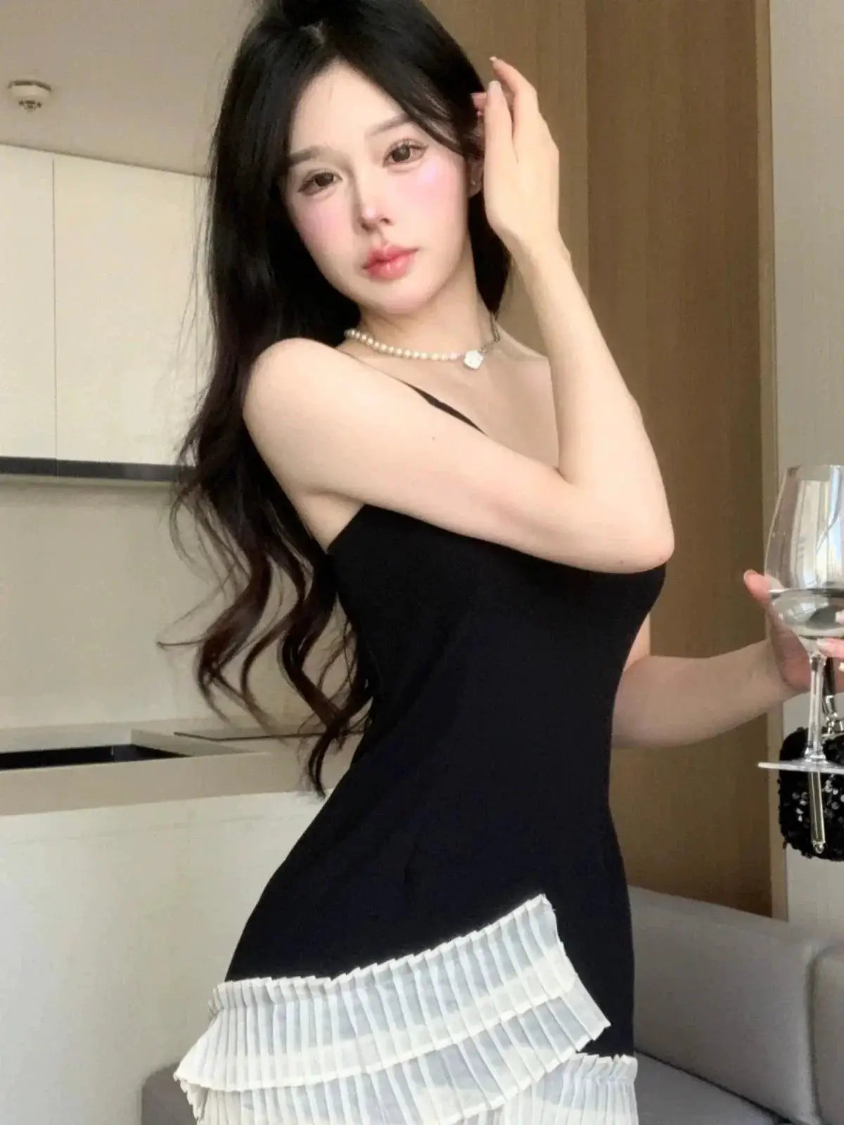 V-Neck Chiffon Patchwork Dress Summer Party Fashion
