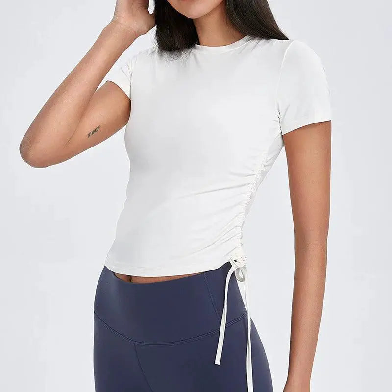 Yoga Exercise Top Elastic Fitness Tee For Women Breathable