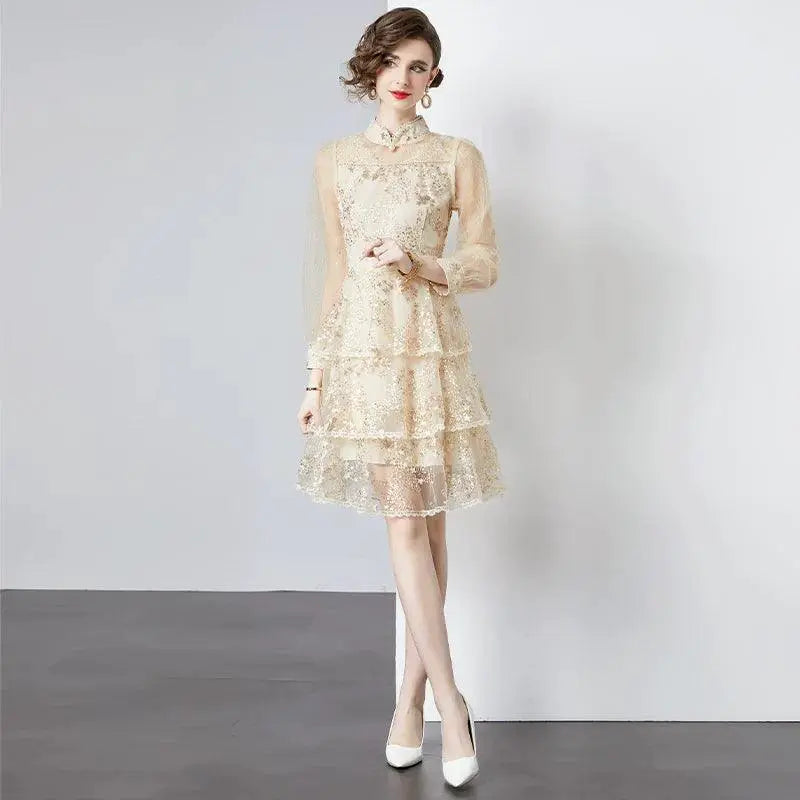 Haolaiwu Embroidered Sequin Dress For Elegant Women Fashion