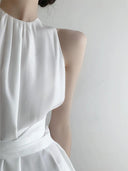 Halterneck Chiffon Dress Chic Commute Style for Women