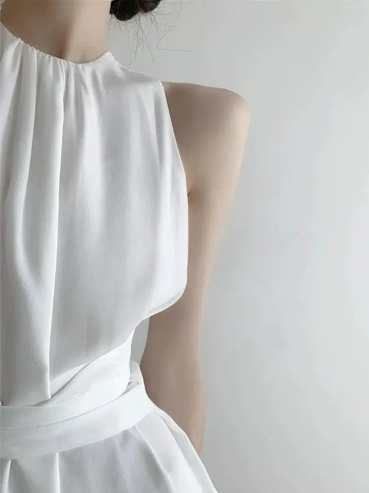 Halterneck Chiffon Dress For Women Chic Commute Style