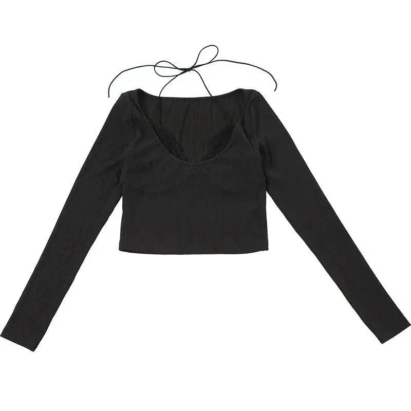 Sylcue Sexy Lace Halter Top Youthful European Glam