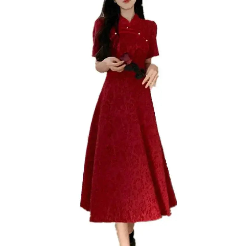 Elegant Chinese Cheongsam Gown Retro Chic Evening Dress