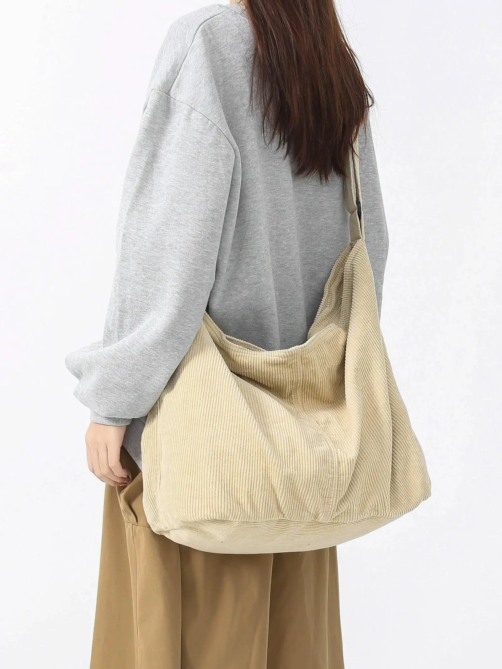 Casual Plaid Corduroy Crossbody Bag Womens Purse Everyday