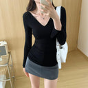 Sexy V-Neck Long Sleeve T-Shirt Chic Women's Bottoming Shirt