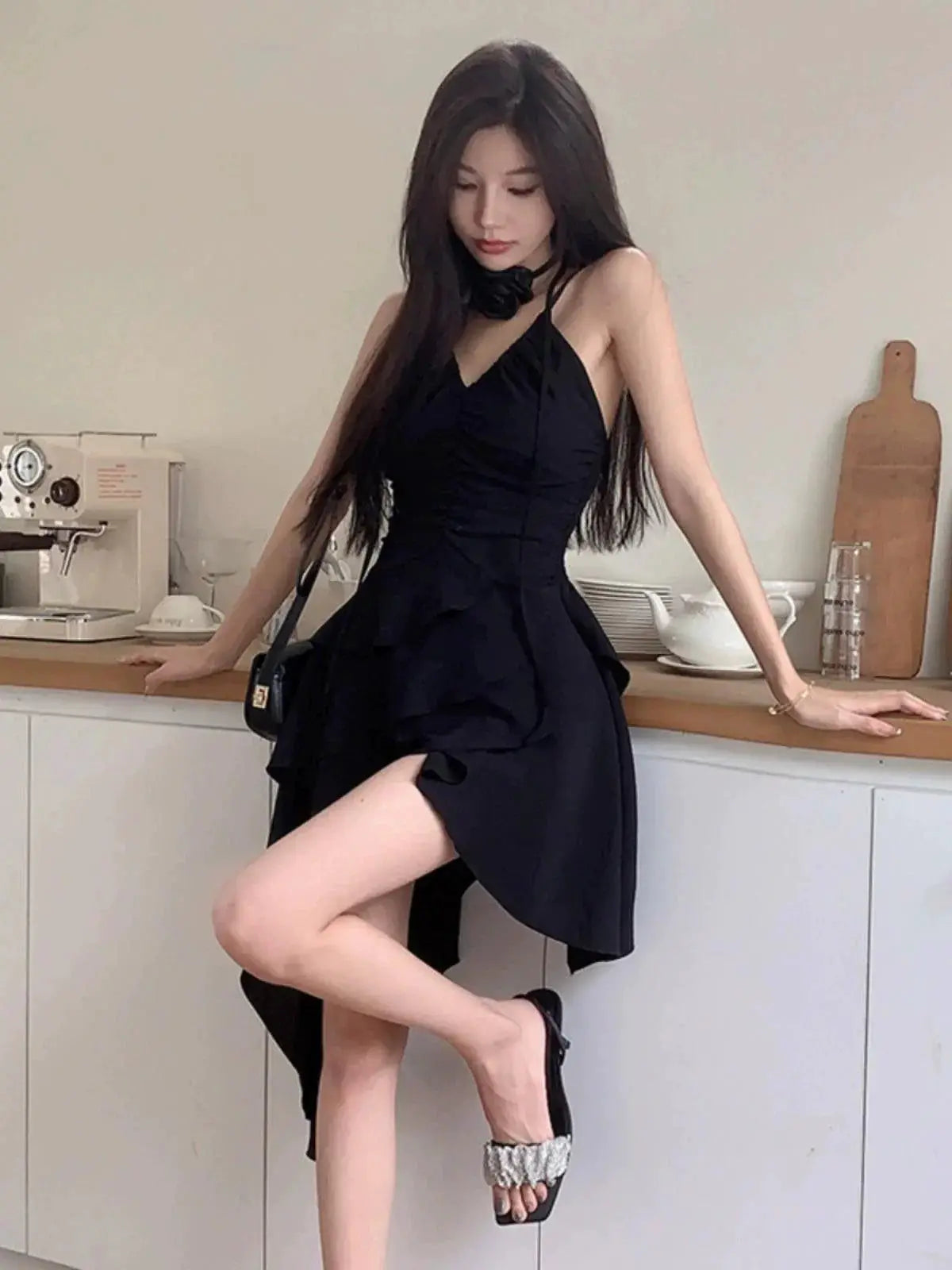 Girlsat18 Black Sexy Sling Dress For Stylish Young Women
