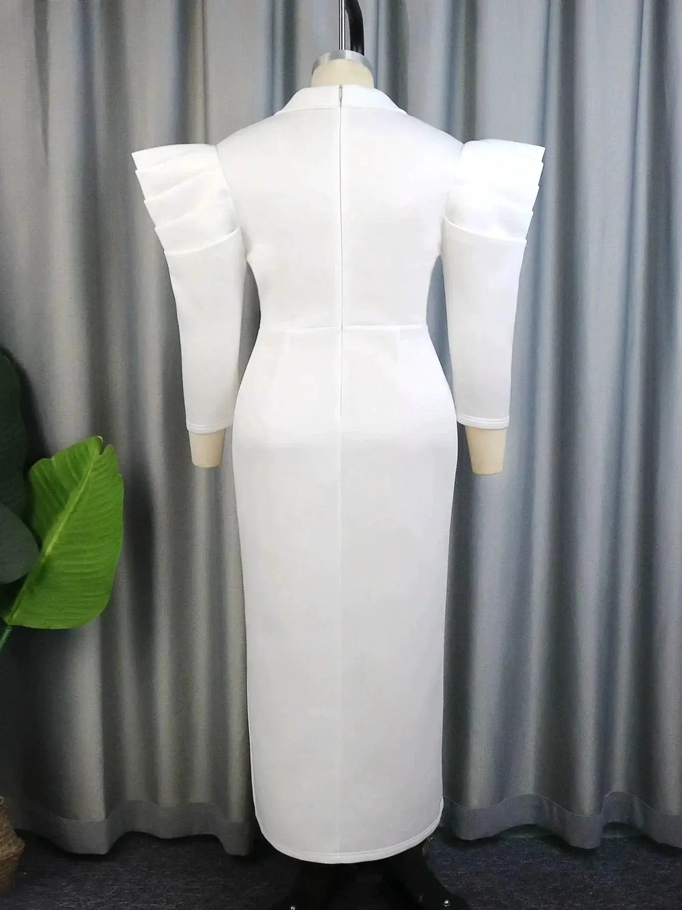 Plus Size Beaded Suit Collar Dress For Elegant Party