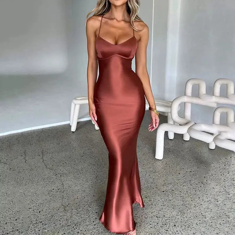 Transition Sexy Zone Satin Open Back Fishtail Dress