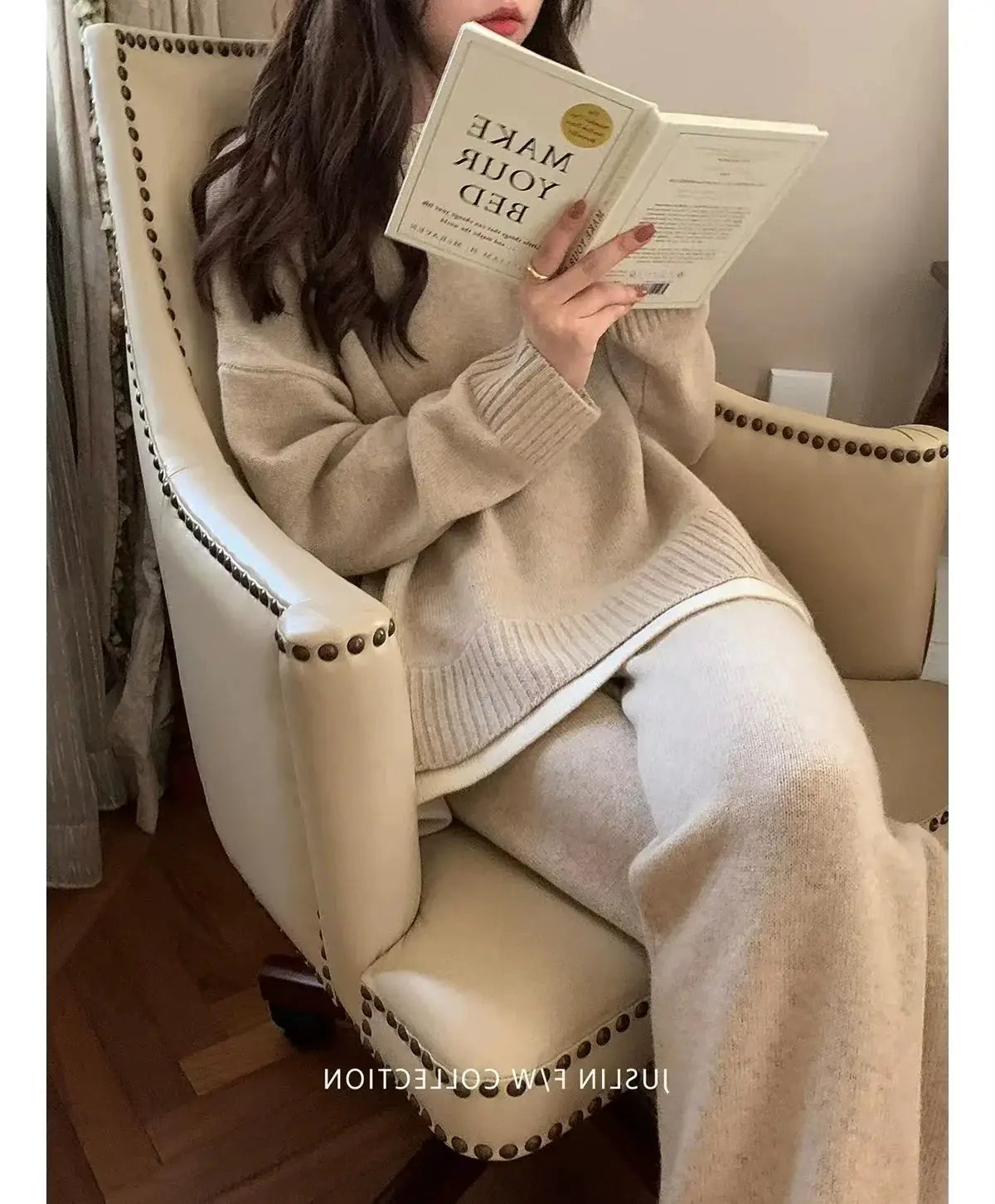 Classic Style Cashmere Sweater Set For Women Two Piece