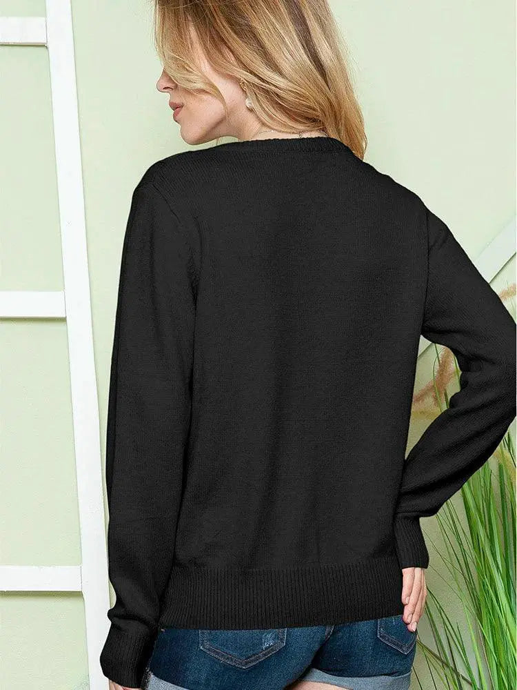 Autumn Crew Neck Cardigan Lace Trim European American Style