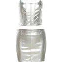 Breathable Patchwork Tube Top Skirt Set