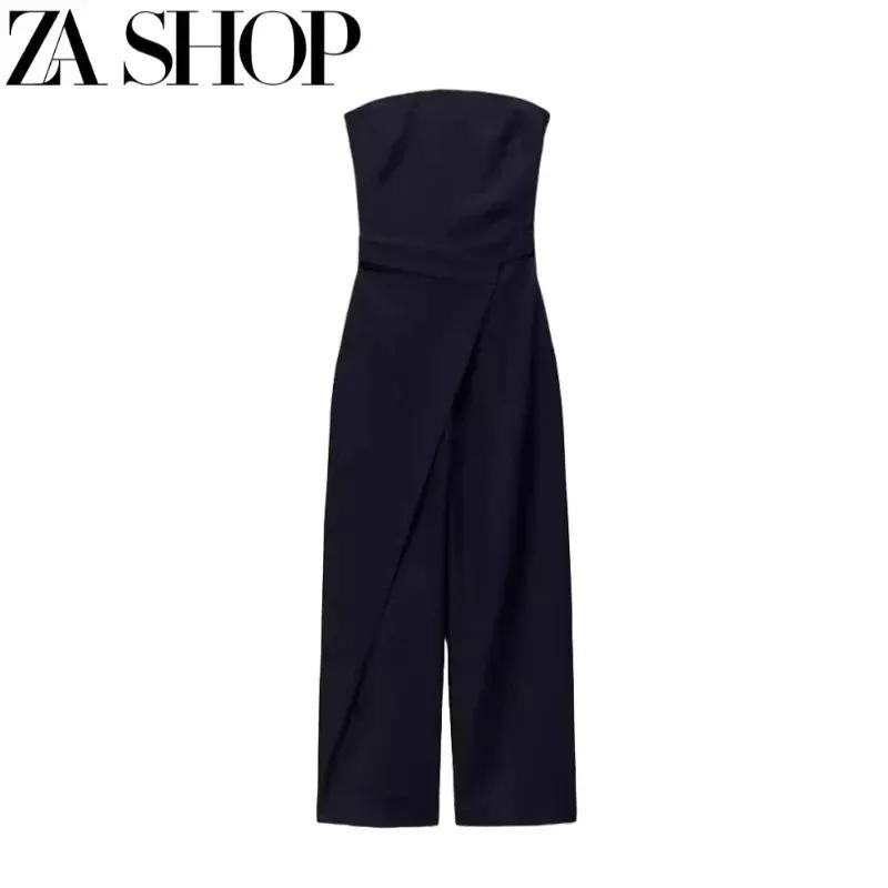 Off-Neck Wrapping Towel-Style High Waist Straight-Leg Top - OurLum.com