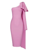 Orange One-Shoulder Bandage Dress Sophisticated Winter Statement