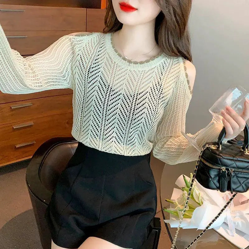 Sun Protective Off Shoulder Blouse Korean Chic Style