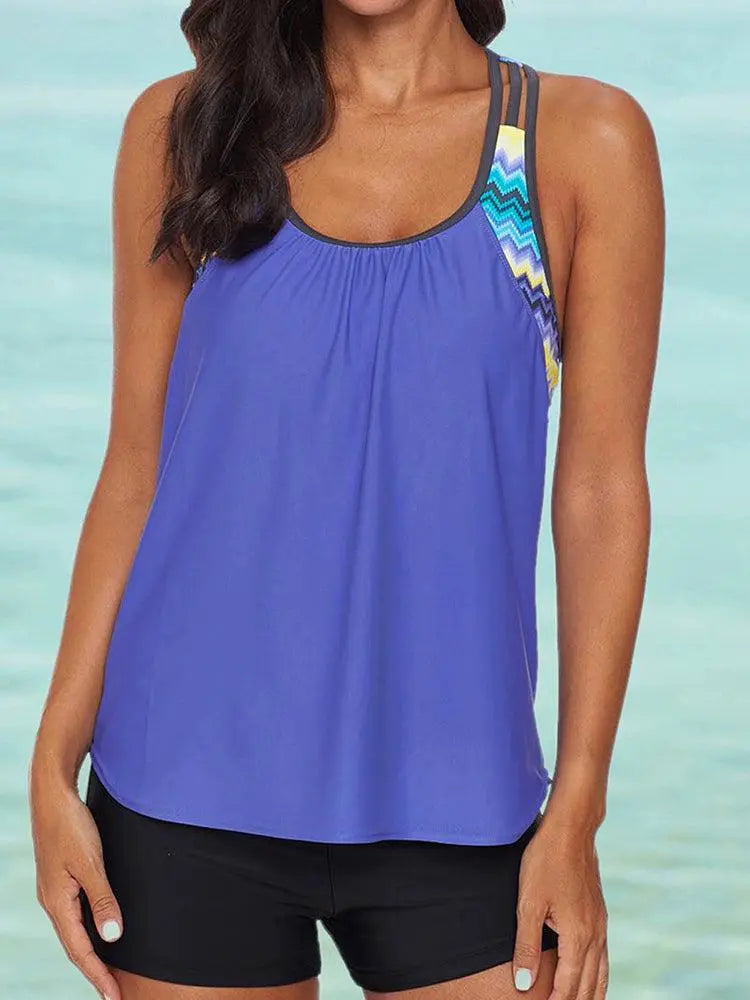2024 Conservative Split Swimsuit U Collar Tankini For Women