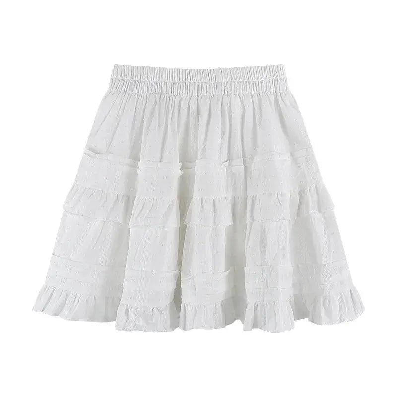 Spring White Ruffle Pettiskirt Korean Style Skirt For Women