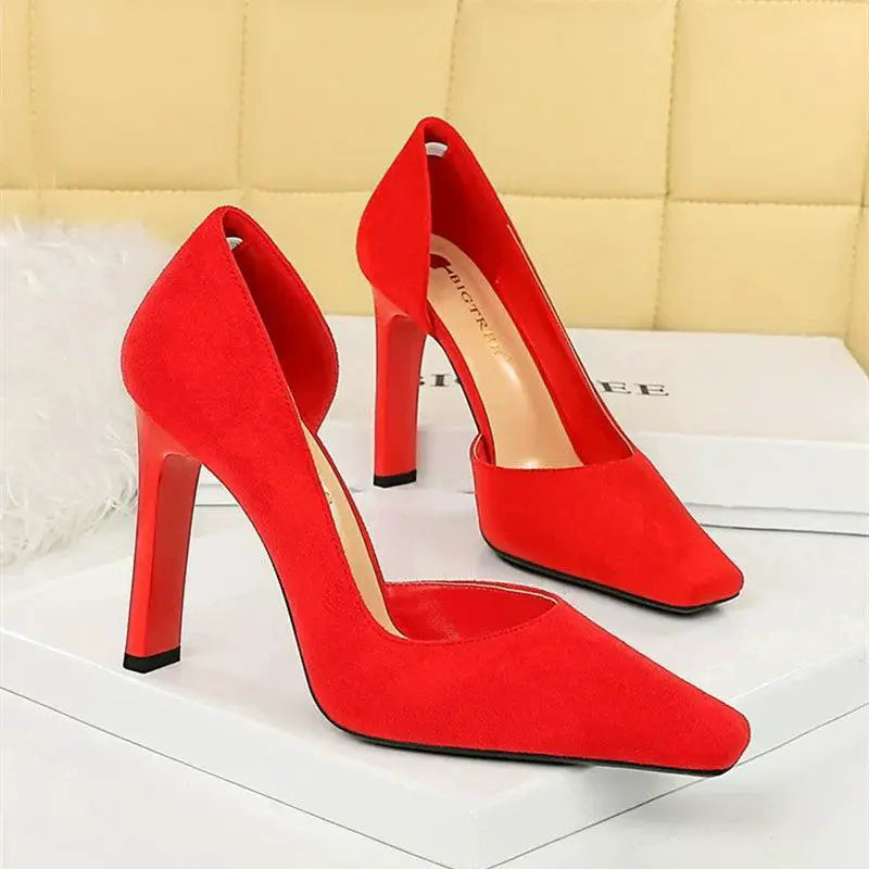 Elegant Suede Hollow Out High Heels For Autumn Style