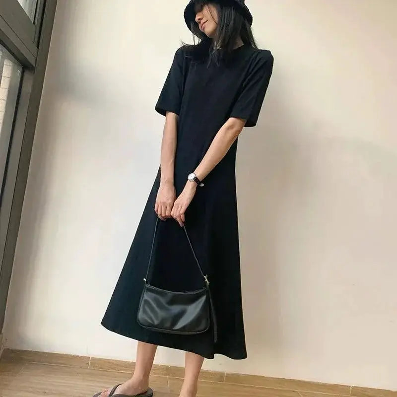 Chic Black Korean Style T Shirt Skirt Summer Fashion