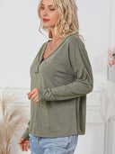 Women's V Neck Top for Fall Comfort