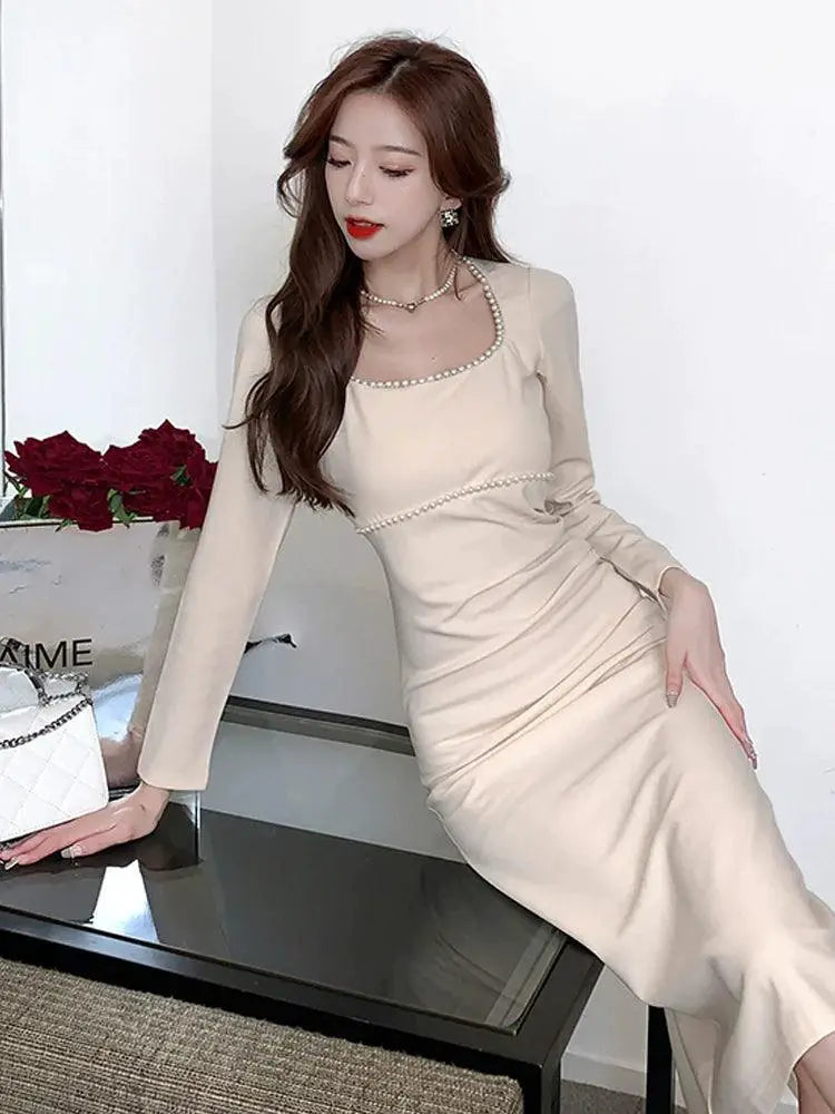 French Elegance Pleated Dress For Sophisticated Women