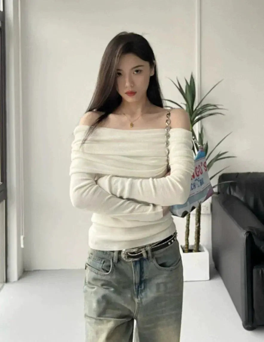 Cozy Chic Slim Off Shoulder Sweater For Autumn Glam