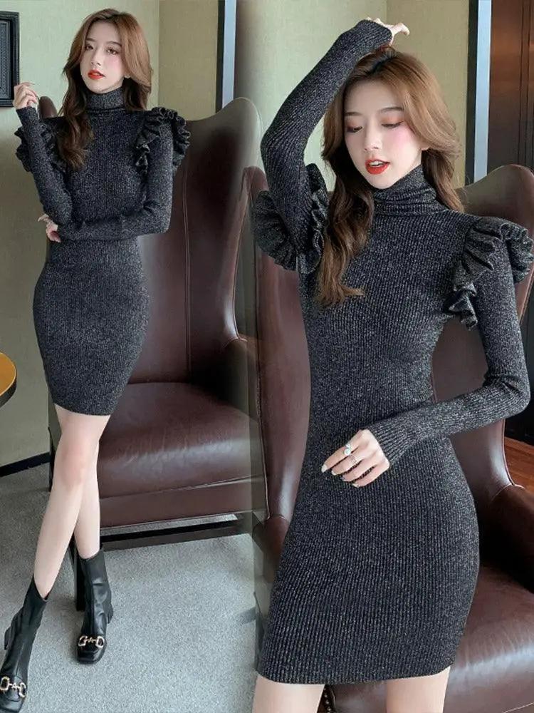 Winter Chic Slim Fit Turtleneck Dress For Women Everyday