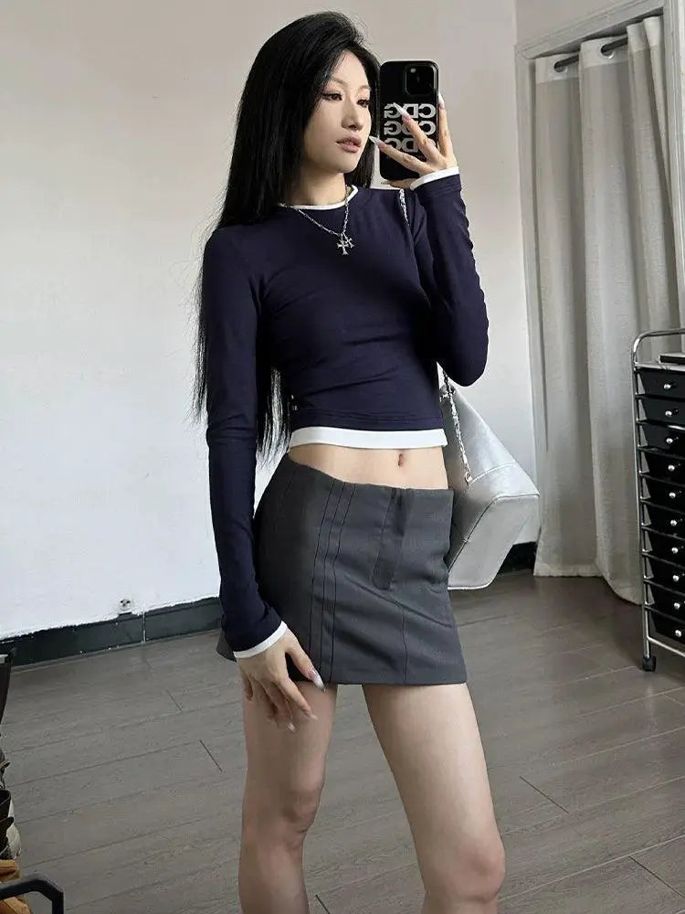 Shemoda Patchwork Long Sleeve T Shirt Fall Fashion Statement