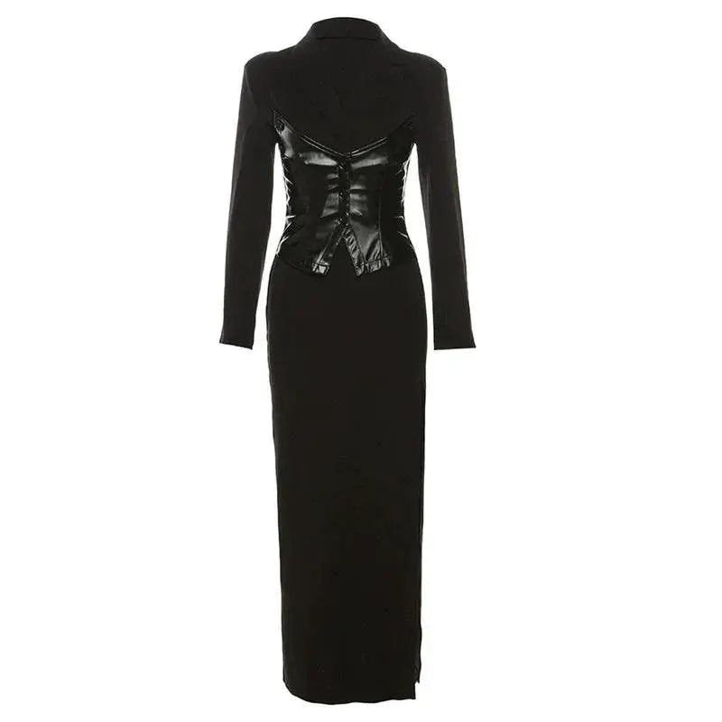 Edgy Black PU Leather Sheath Dress For Street Style Look