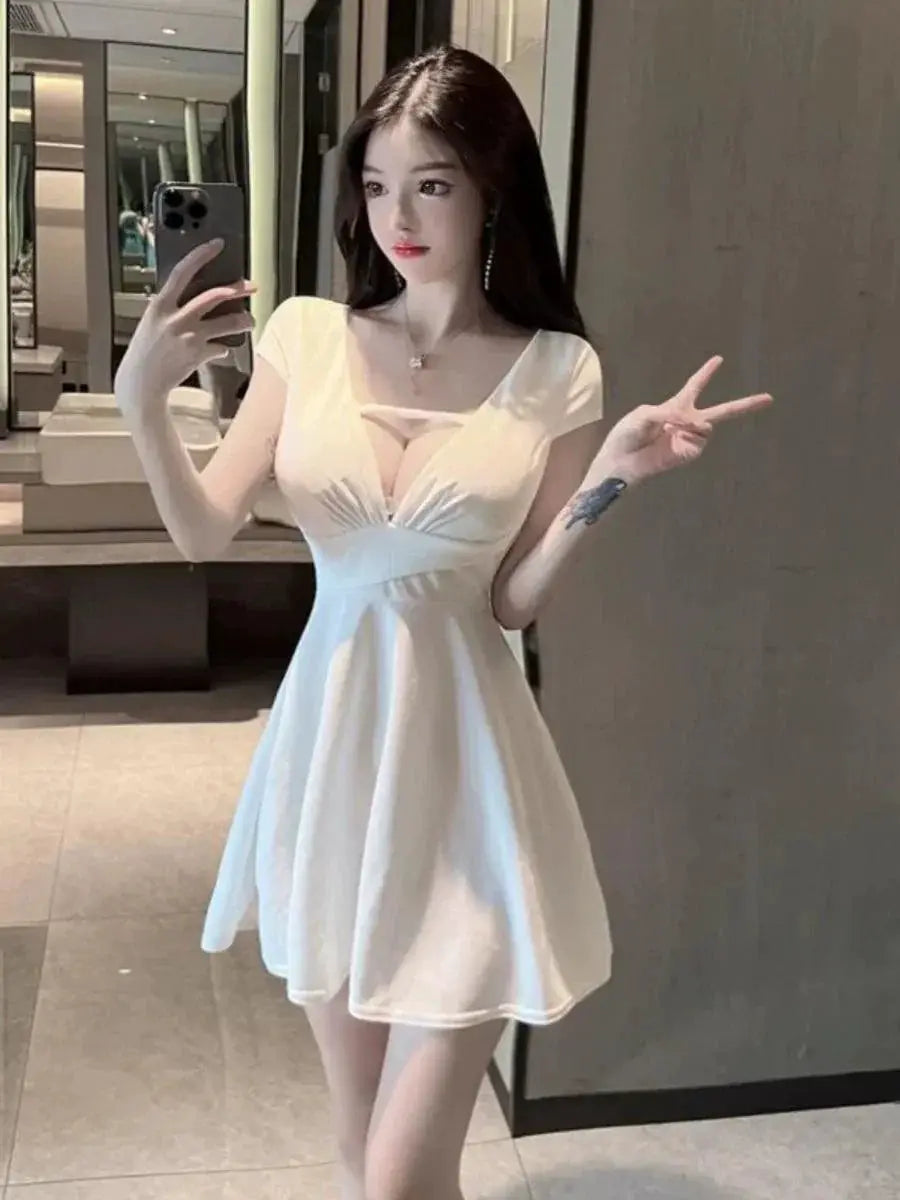 Pure Desire Curvy Womens Summer Dress Low Cut V Neck Fashion