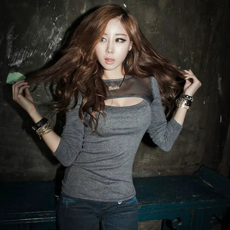 Internet Celebrity Modal Long Sleeve Streetwear T Shirt Sexy