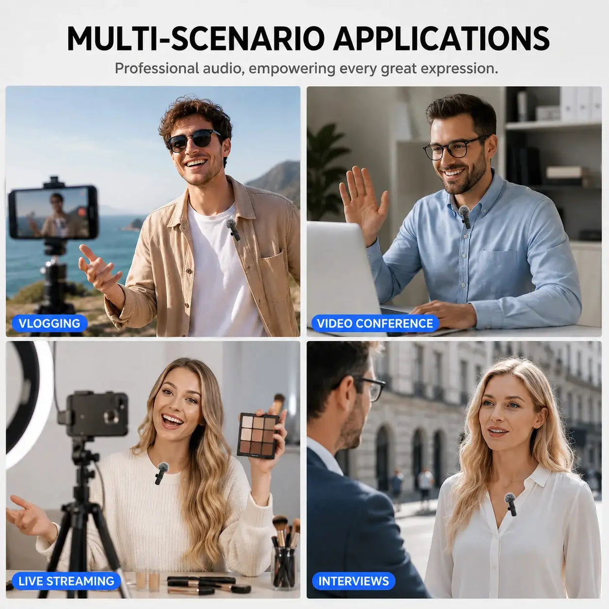 Wireless Lapel Microphone, Type-C Interface, Noise Reduction, Plug and Play, Suitable for Video Recording, Interviews, Live Stre