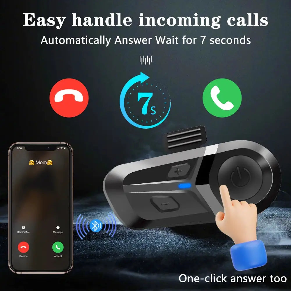 Bluetooth 5.3 Wireless Motorcycle Helmet Headset Hands-free Call Phone Motorcycle Waterproof Earphone Music Player Moto Helmet