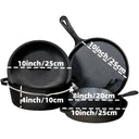 Cast Iron Skillet Set ( Inch) Pre-Seasoned, Heavy-Duty Pans for