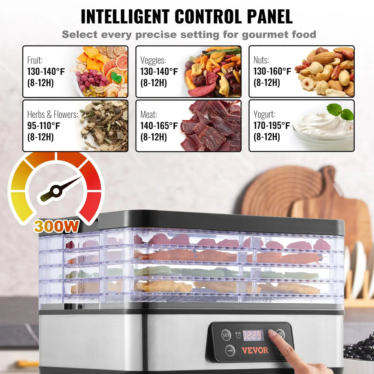 SucceBuy Tray Food Dehydrator Machine Stainless Steel Electric — product view 3