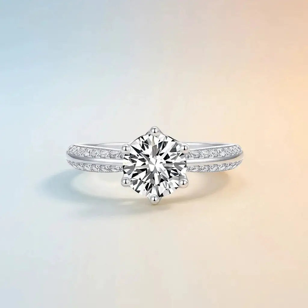 Moissanite Ring in Sterling Silver LYEE — product view 4