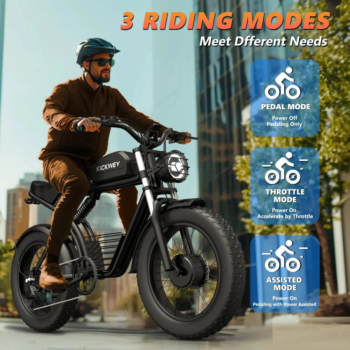 Kickwey Pro Electric Fat Tire Bike — product view 2